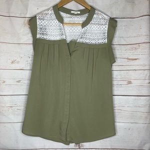 Pleione • Blouse • Green & White • Small • Lace